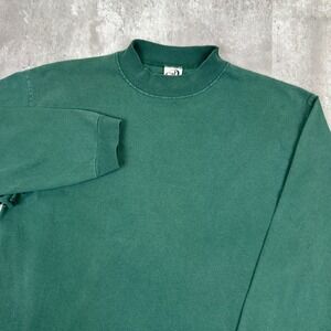 Vintage Cal Cru Blank T-Shirt Mens Large Green Long Sleeve Crewneck USA 90s